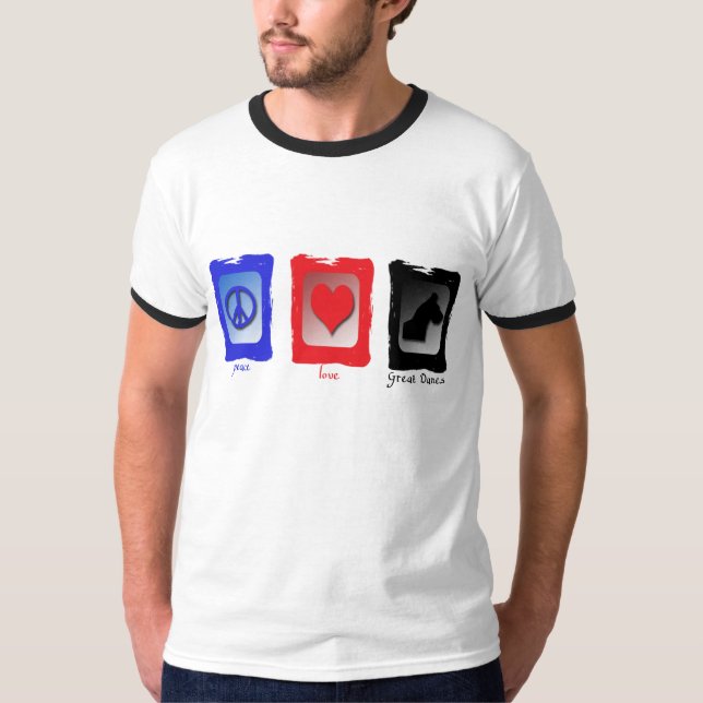Camiseta Dinamarqueses do amor da paz grandes (Frente)