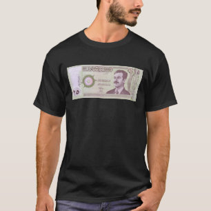 Camiseta Dinar iraquiano com Saddam Hussein
