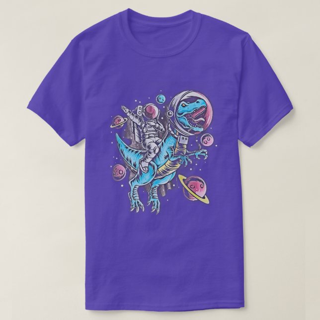 Camiseta Dinasour tri space sky e astronauta estrelas plane (Frente do Design)