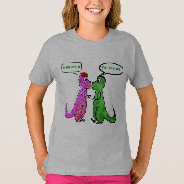 Camiseta dinassauros t-rex adoram você me abraçar t-shirt e (Frente)
