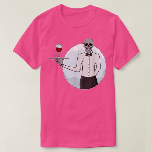 Camiseta Diner Drink Server Restaurant Skull Waite Garçonet (Frente do Design)