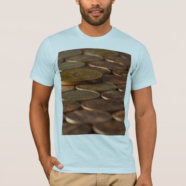 Camiseta Dinheiro das moedas das moedas de um centavo da (Frente)
