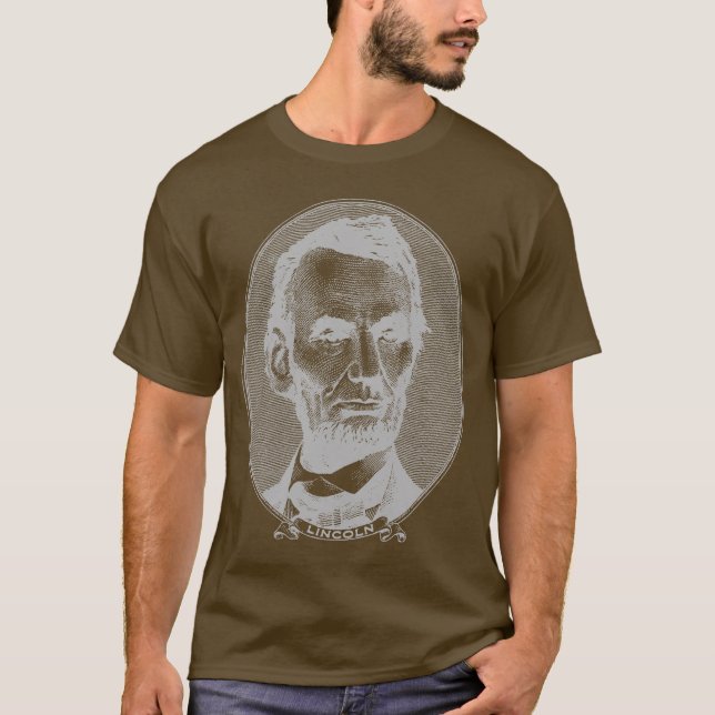 Camiseta Dinheiro de 5 Dólares do Presidente Abraham Lincol (Frente)