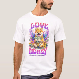 Camiseta Dinheiro do Amor Anjo Cachorro Divertido Abundânci