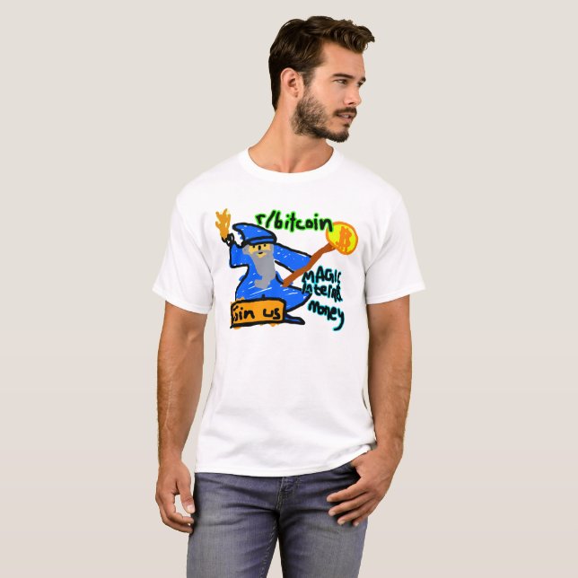 Camiseta Dinheiro mágico do Internet de Bitcoin (Frente Completa)
