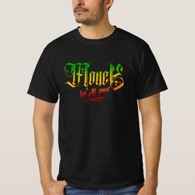 Camiseta Dinheiro Mi Ah Pree! Rasta Colors Reggae (Frente)