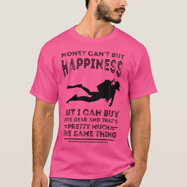 Camiseta Dinheiro Não Pode Comprar A Felicidade Scuba Diver (Frente)