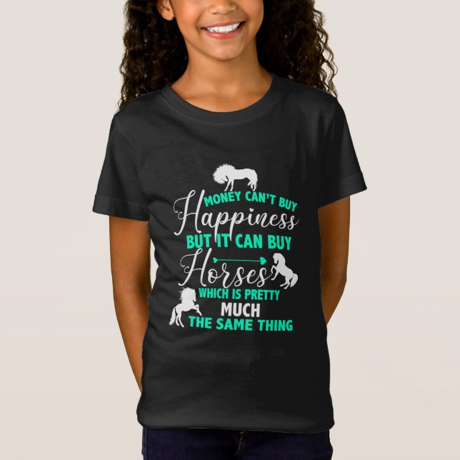 Camiseta Dinheiro pode Comprar cavalos verde (Frente)