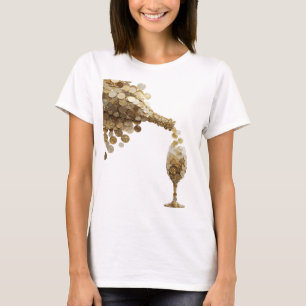 Camiseta Dinheiro Prateado Resfriado FLUINDO DO COPO DE CHA