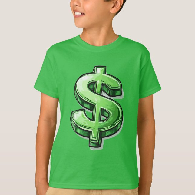 Camiseta Dinheiro se move: Sinal de Dólar Negrito T-Shirt p (Frente)