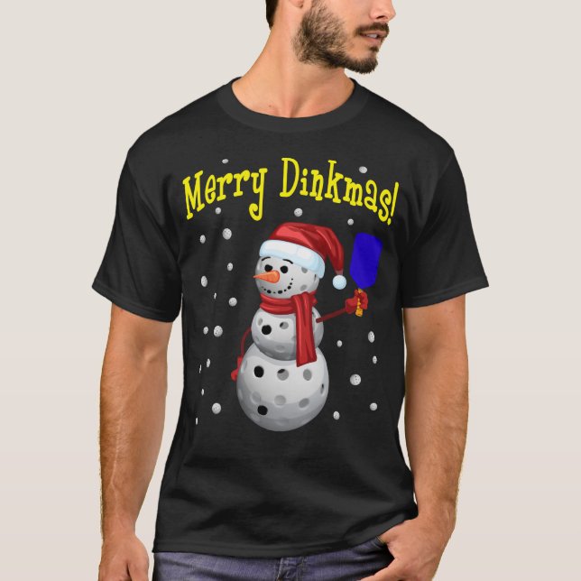 Camiseta Dinkmas de feliz - Snowman de Pickleball (Frente)