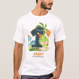 Camiseta Dino Birthday Tshirt personalizada para o Pai