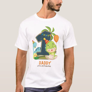 Camiseta Dino Birthday Tshirt personalizada para o Pai