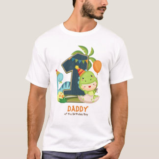 Camiseta Dino Birthday Tshirt personalizada para o Pai