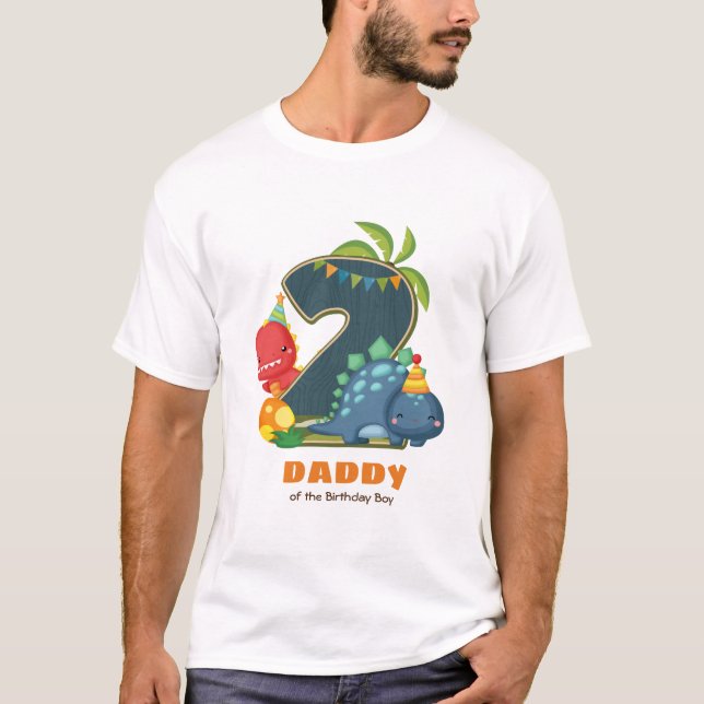 Camiseta Dino Birthday Tshirt personalizada para o Pai (Frente)