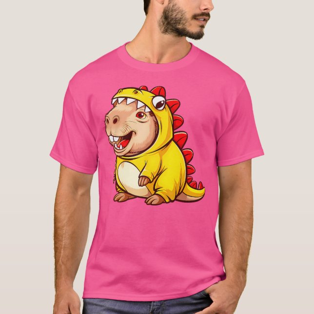 Camiseta Dino Capybara Groovy Halloween Capy Capybara Dinos (Frente)