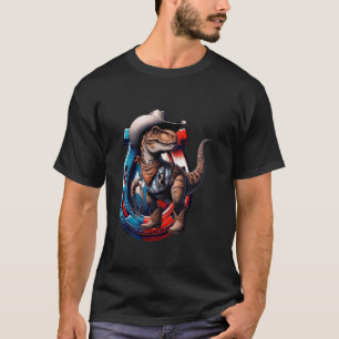 Camiseta Dino Cowboy Texas State Ferradura Engraçado