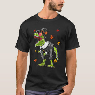 Camiseta Dino de Ação de Graças Peregrino Rex Para Meninos