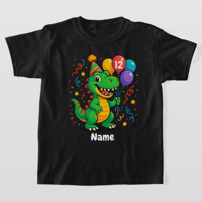 Camiseta Dino de aniversário bonito personalizado (Postura )