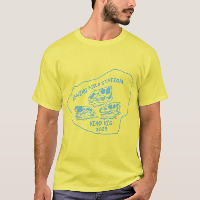 Camiseta Dino Dig 2025 Impressão Azul (Frente)