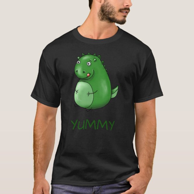 Camiseta Dino Dinosaur Yummy Funny Delicious Irony Fun Funn (Frente)
