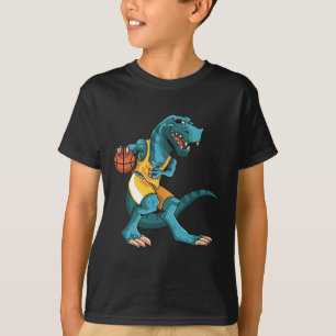 Camiseta Dino Engraçado Jogando Sketll Amante do T-rex Cria