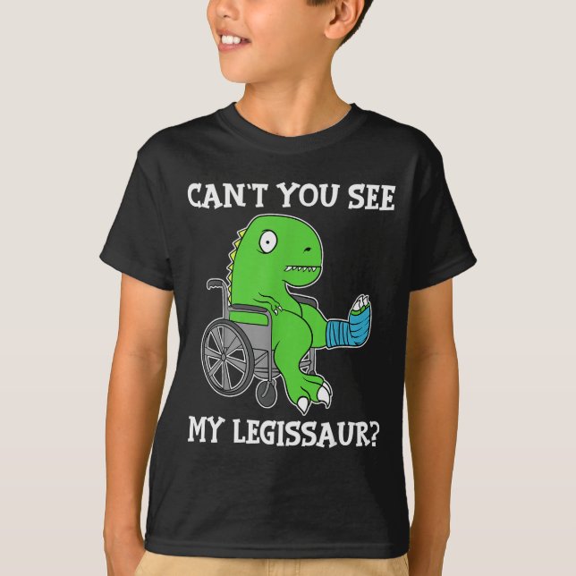Camiseta Dino Funny Get Well Broken Leg Gift Dinosaur With  (Frente)