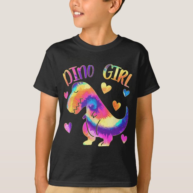 Camiseta Dino Girl - Dinossauro Lover - Tie Dye Bonte Teen  (Frente)