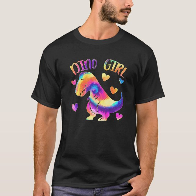 Camiseta Dino Girl - Dinossauro Lover - Tie Dye Bonte Teen  (Frente)