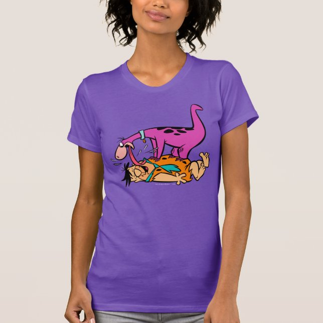 Camiseta Dino Licking Fred Flintstone (Frente)