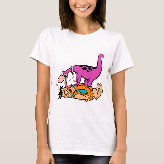 Camiseta Dino Licking Fred Flintstone (Frente)