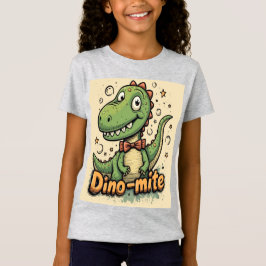 Camiseta Dino Mate T-Shirt para Meninas - Divertido e Bonit