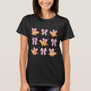 Camiseta Dino Nugget de Frango Dinossauro Menina Rosa Coque