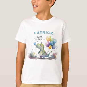 Camiseta Dino Party Watercolor Boy Blue Birday