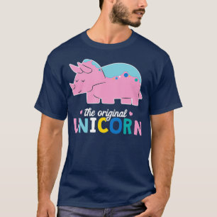 Camiseta Dino Puns Original Unicorn Triceratops Rosa