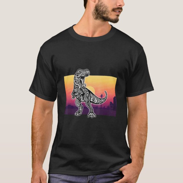 Camiseta Dino Rex Mandala Sunset City (Frente)