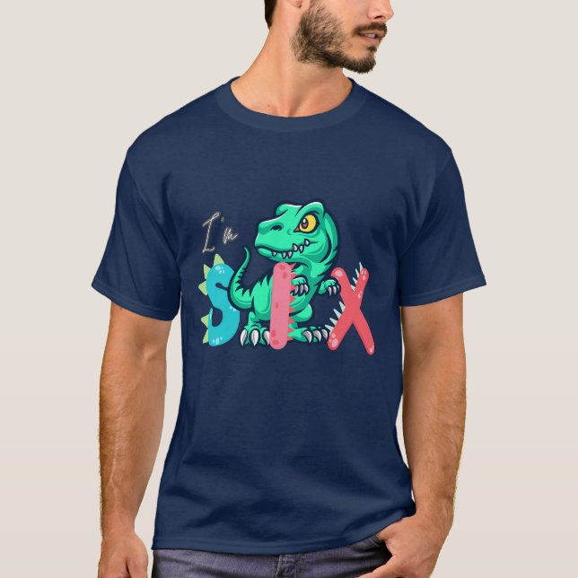 Camiseta Dino Rex, tenho 6 anos de aniversário, seis de vol (Frente)
