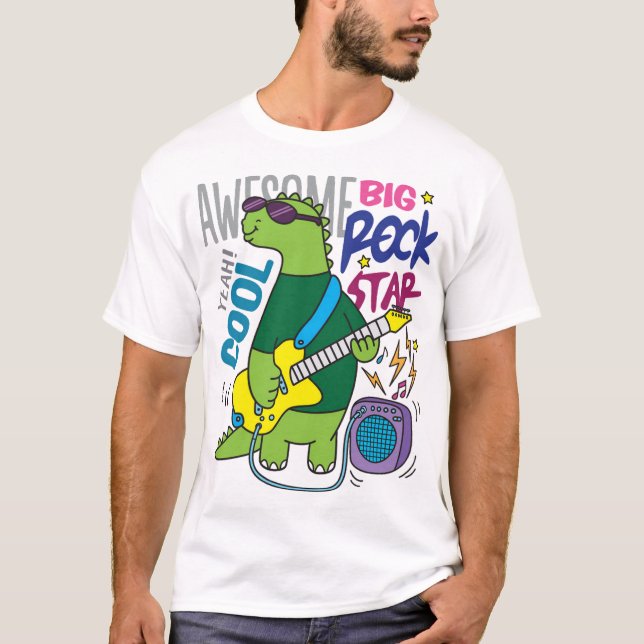 Camiseta dino rock star (Frente)