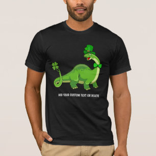 Camiseta Dino Sauropode Trevo de São Patrício Engraçado