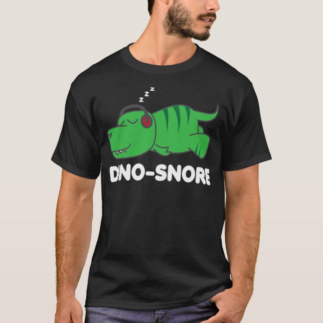 Camiseta Dino Snore Pyjamas TRex Dinosaur Headphones (Frente)