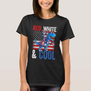 Camiseta Dino Tio Sam 4 De Julho Boys American Flag Red