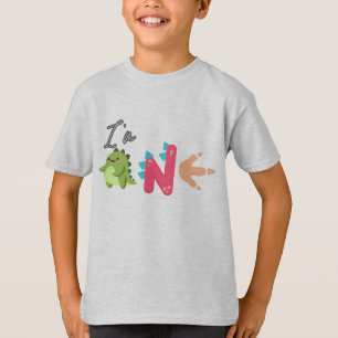 Camiseta Dino TRex Estou 1 Aniversário meninos UM De volta