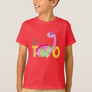Camiseta Dino TRex Eu faço 2 Aniversário de meninos dois Vo