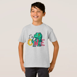 Camiseta Dino TRex, eu sou 1 meninos de aniversário UM de v