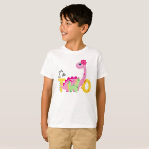 Camiseta Dino TRex Eu sou 2 Aniversário de dois meninos De