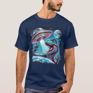 Camiseta Dino UFO Selfie: Encontro de Alienígenas (Man Tshi