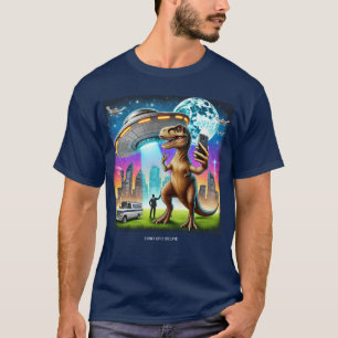 Camiseta Dino UFO Selfie: Encontro de Alienígenas (Man Tshi