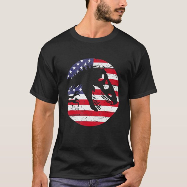 Camiseta Dino USA Flag Patriotic Dinosaur Rex 4th Of July (Frente)