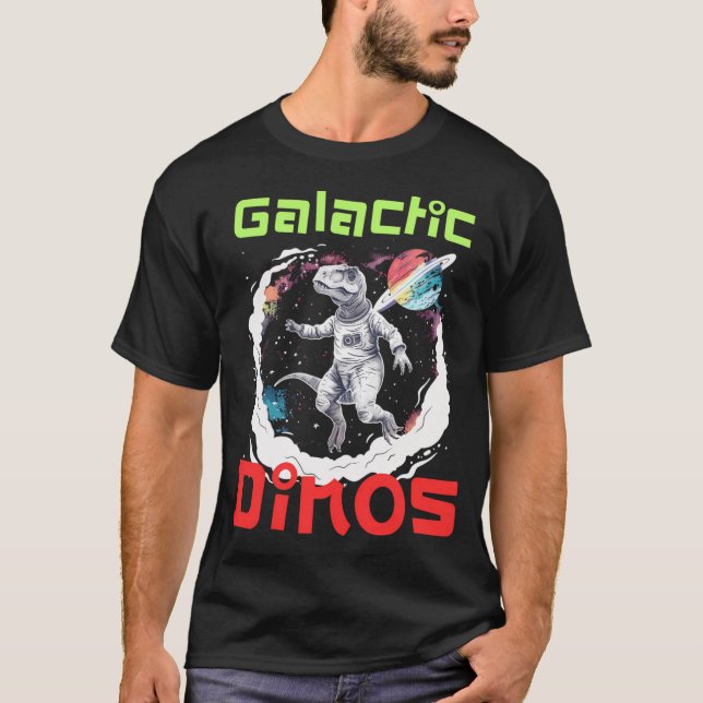 Camiseta Dinoastronauta - Dinossauro Como Astronauta Na Art (Frente)