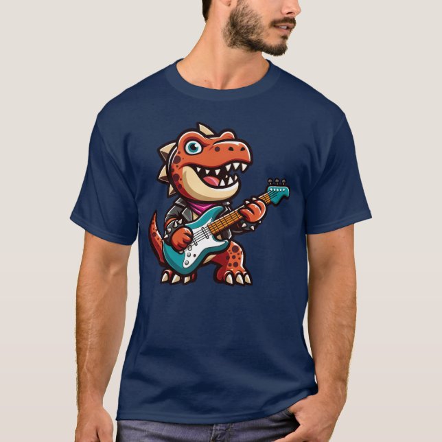 Camiseta DinoRe guitar guitarist band music funny (Frente)